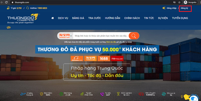 Đăng ký tài khoản mua hàng taobao trên hệ thống của CAMPANILE Logistics