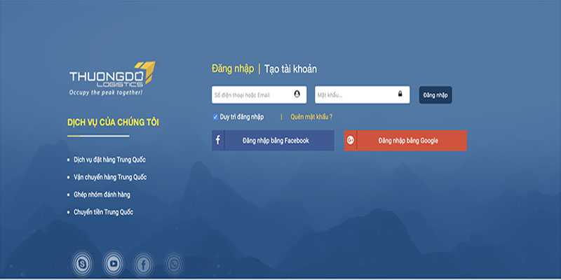 Sử dụng thông tin tài khoản mới đăng nhập vào web CAMPANILE