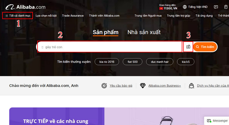 Tìm kiếm sản phẩm muốn mua trên Aliexpress