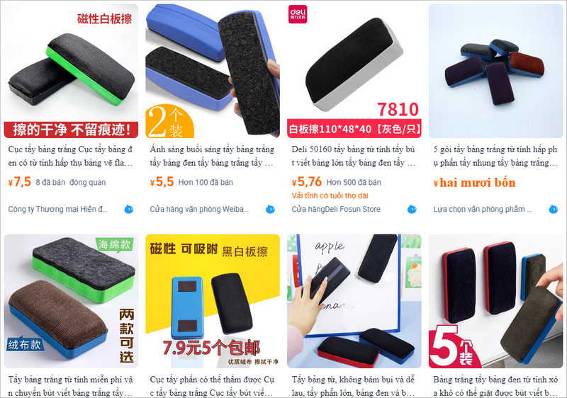 11+ link shop bán dụng cụ lau bảng Trung Quốc uy tín