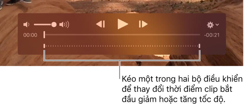 Các điều khiển quay chậm trong clip video.