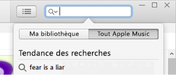 Le champ de recherche Apple Music.