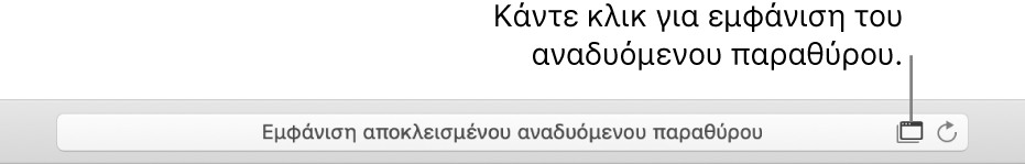 Το πεδίο Έξυπνης αναζήτησης με ένα εικονίδιο στα δεξιά για ενεργοποίηση των αναδυόμενων παραθύρων.