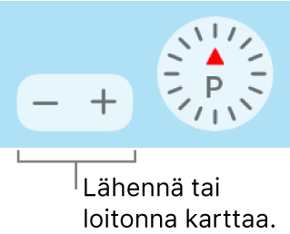 Zoomauspainikkeet kartalla.