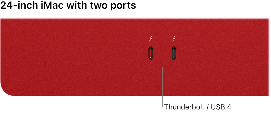 An iMac showing two Thunderbolt / USB 4 ports.