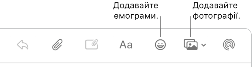 Вікно написання повідомлення з кнопками вставлення емограм і фотографій.