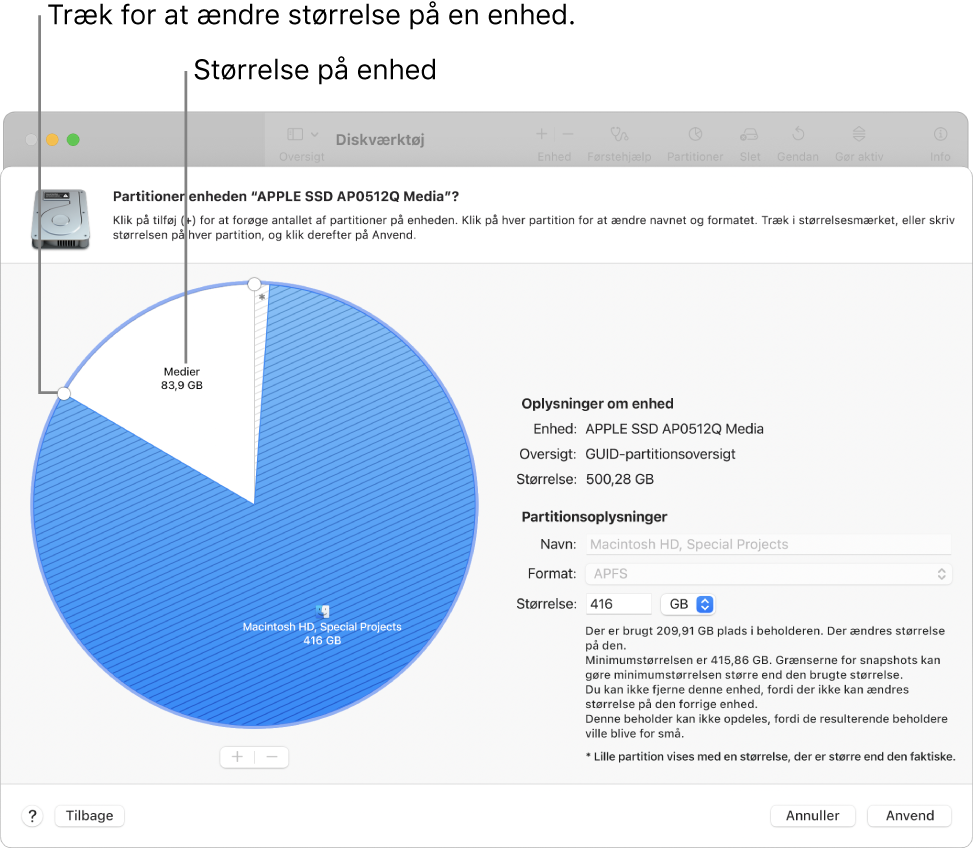 En fysisk disk med to partitioner.