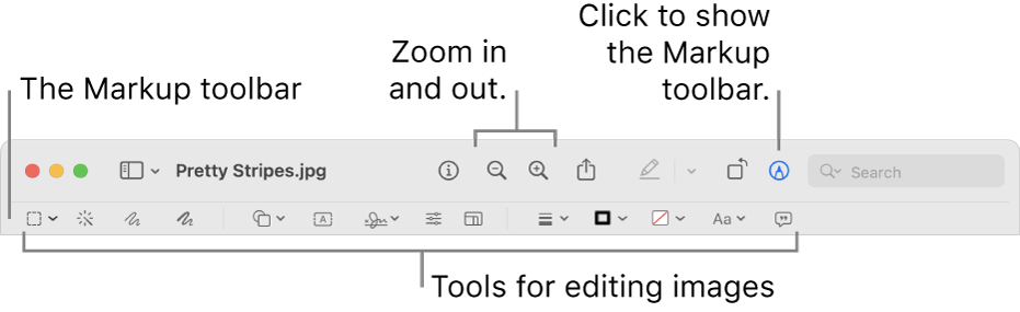 The Markup toolbar for editing images.