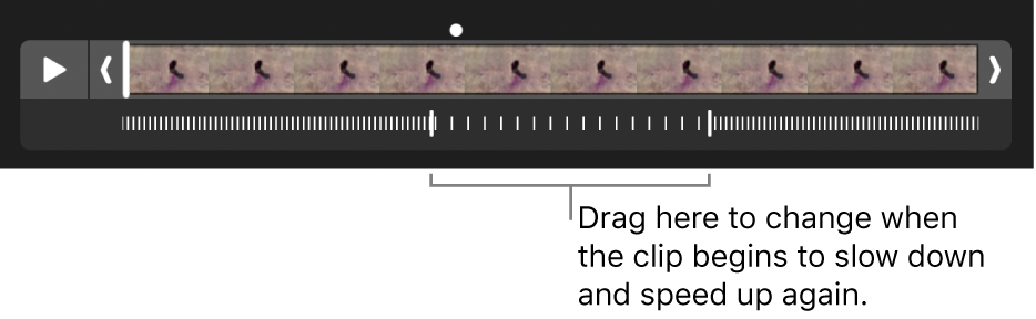 A slow-motion video clip with handles that you can drag to change where the video slows down and speeds up again.