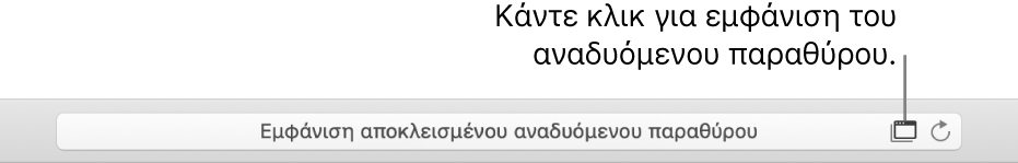 Το πεδίο Έξυπνης αναζήτησης με ένα εικονίδιο στα δεξιά για ενεργοποίηση των αναδυόμενων παραθύρων.