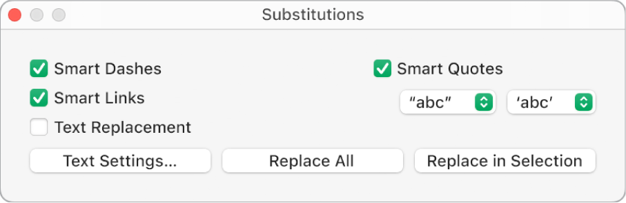 The Substitutions window.