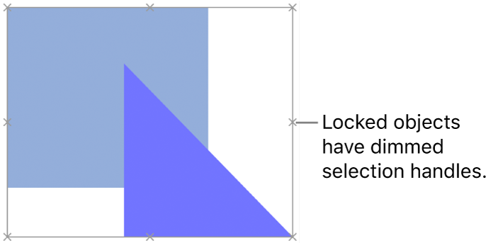 Locked objects with dimmed selection handles.