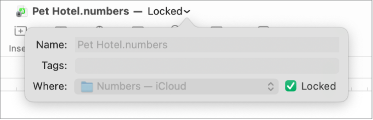 Pop-up for locking or unlocking a spreadsheet.