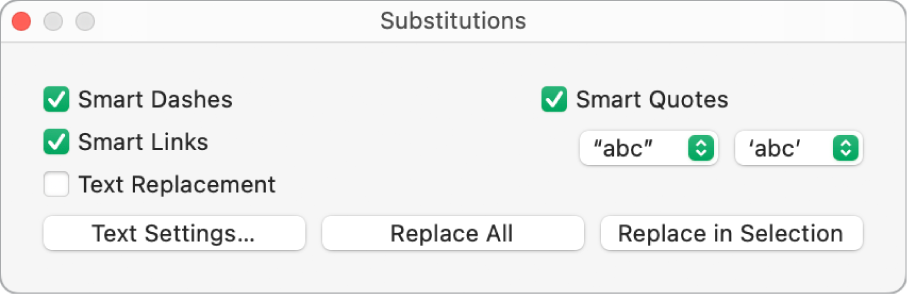 The Substitutions window.