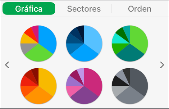 Estilos de gráficas en la pestaña Gráfica de la barra lateral Formato.