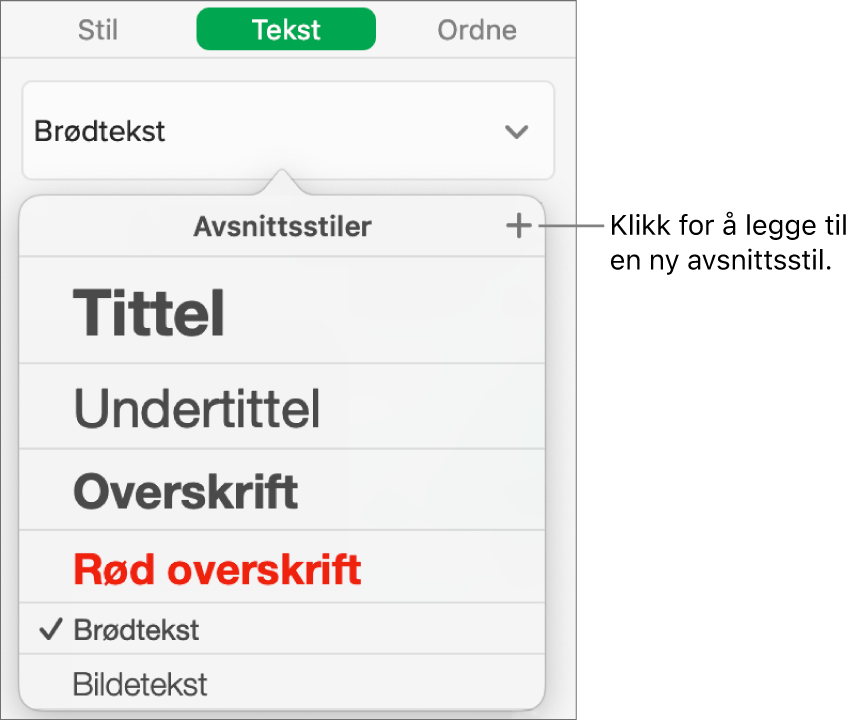 Dialogruten for å opprette en ny avsnittsstil.