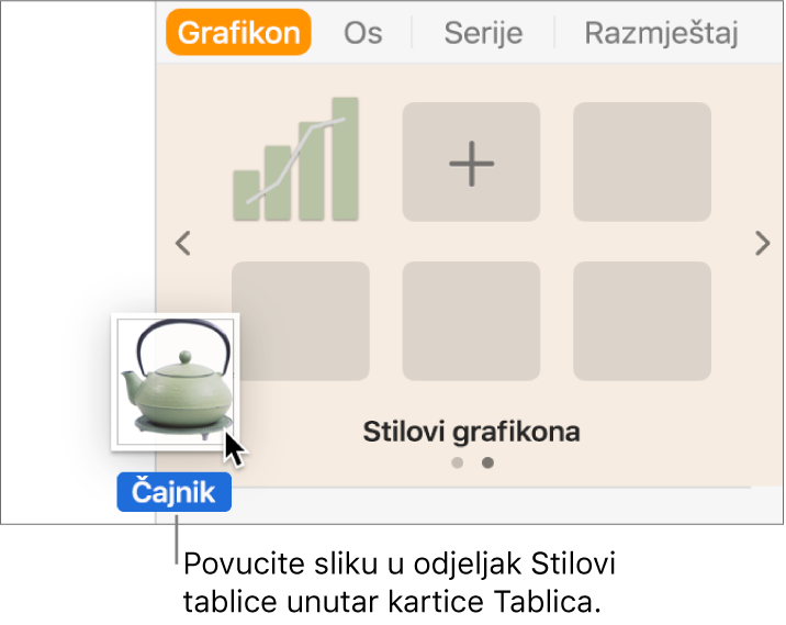 Povlačenje slike u prozor sa stilovima tablice kako biste izradili novi stil.